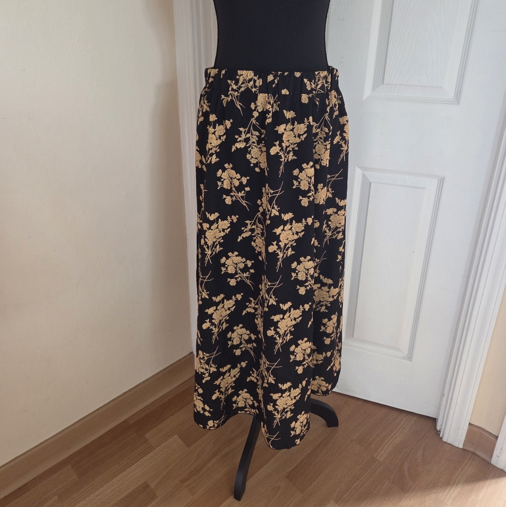 Black and Gold Floral Skirt Party Whimsigoth Glam Western Boho Size 3XL